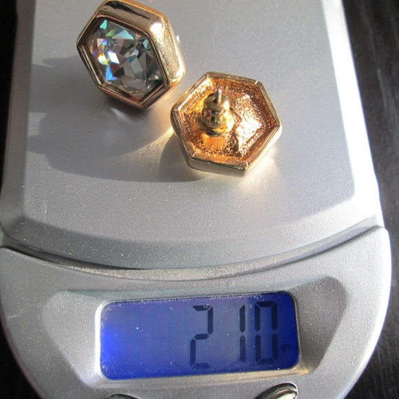 ✨Vintage SAL S.A.L. Swarovski America Limited Hexagonal Stud Earrings Crystal - Picture 11 of 14